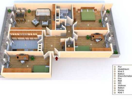 4-Zimmer-Wohnung imit 2 Balkonen in ruhiger Lage