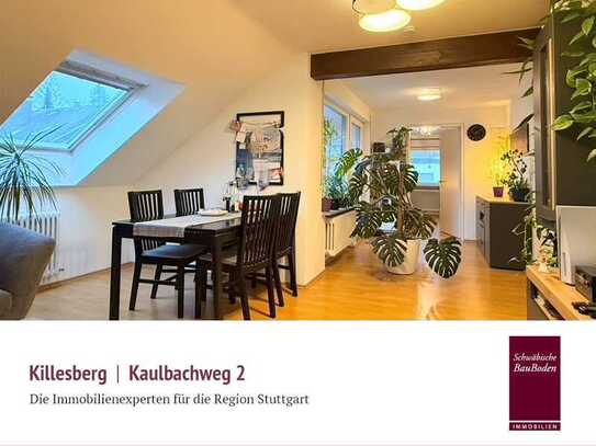 Attraktive 2-Zimmer-DG-Wohnung mit Balkon, Parkett, EBK und eigenem Treppenhaus am Killesberg