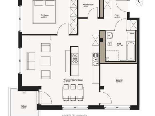 Helle 3-Raumwohnung mit Balkon und Fußbodenheizung