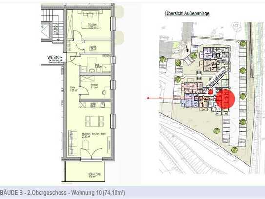 Großzügige Etagenwohnung mit zwei Schlafzimmern!