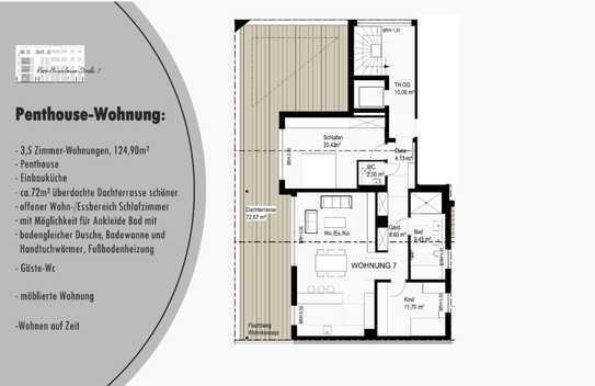 Möbliert Wohnen auf Zeit PENTHOUSE-Wohnung in Kirchheim unter Teck