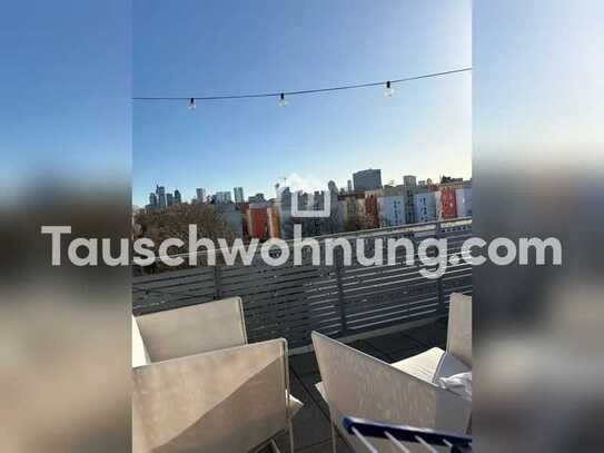 Tauschwohnung: Zwei Zimmer Penthouse mit Skyline Blick und Dachterrasse + TG