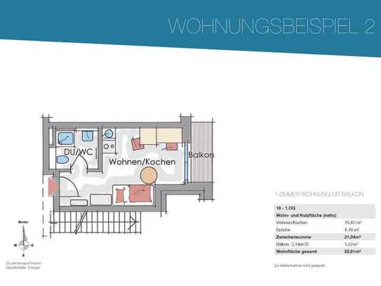 Studierendenapartment in guter Lage mit 22 m² zur Untermiete