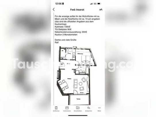 Tauschwohnung: ☀️1 Room 72m2 Apartment with terrasse for 1 room smaller