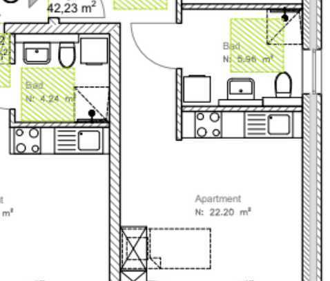 Erstbezug mit Einbauküche: Barrierearme 1-Raum-EG-Wohnung in Süderbrarup