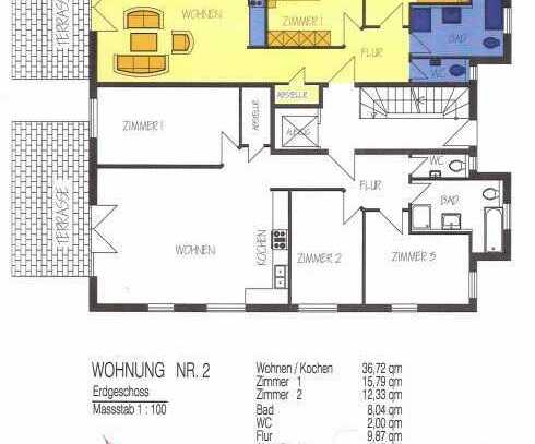 Gepflegte 3-Raum-Erdgeschosswohnung mit Terrasse und Einbauküche in Mannheim Neuhermsheim