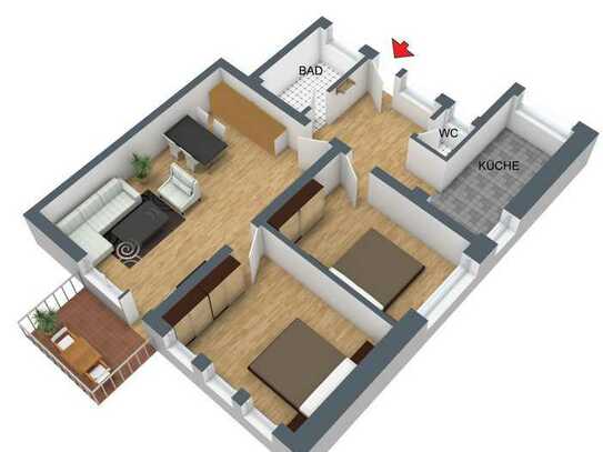 Schöne und helle 3 -Zimmer-Wohnung mit Balkon in zentraler Lage