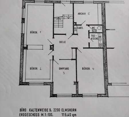 Büro aus 5 Räumen, zentrale Lage, Teeküche