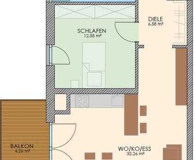 2 Zimmerwohnung mit Bad und Balkon