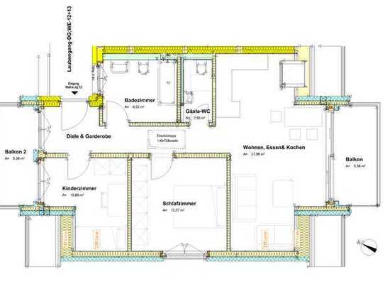 Exclusive 3-Zimmer-Dachgeschoßwohnung mit 2 Balkonen und zusätzlichen Spitzboden