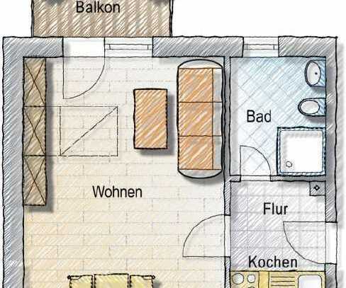 Gepflegte 1-Zimmer-Wohnung mit Balkon in Lehrte OT Hämelerwald