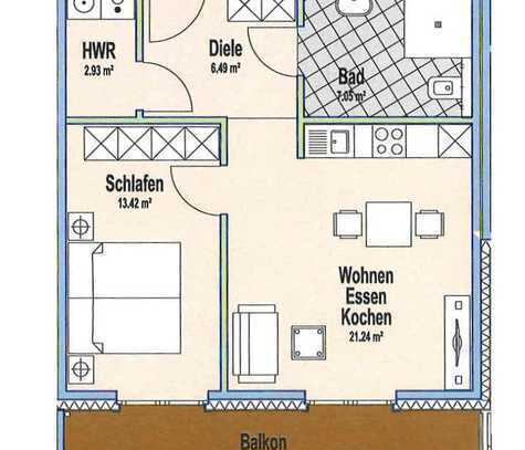 Kleine Mietwohnung (57 m² Wohnfläche) im Neubau mit Balkon in Laer!