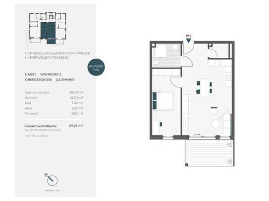 Erstbezug: 2,5 Zimmer Eigentumswohnung mit Balkon im Hinterweiler Quartier