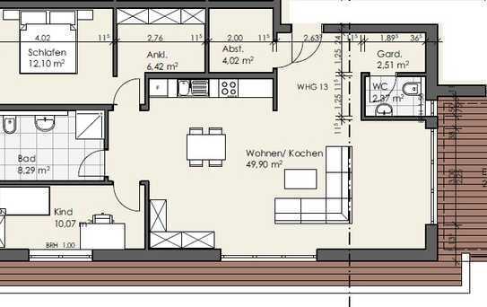 helle 3-Zimmer-Wohnung mit Dachterrasse