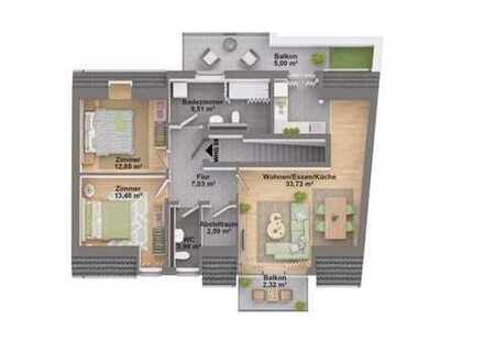 Egelsbach, hochwertig, modern ausgestattete 3-Zimmerwohnung, Balkon, Einbauküche, Garage