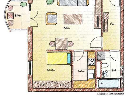 Bezugsfreie 1,5-Zi. Wohnung mit Balkon zur Elbe 3.OG - mit PKW Stellplatz in Tiefgarage - sehr ruhig