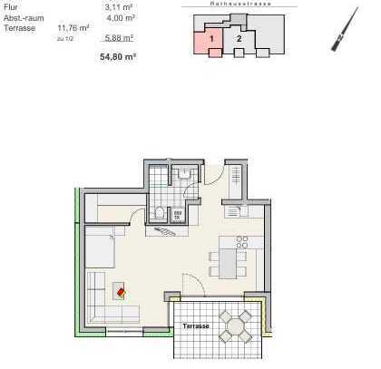 Moderne 1,5-Zimmer-Wohnung mit hochwertiger EBK und Süd-Terrasse in Ulm