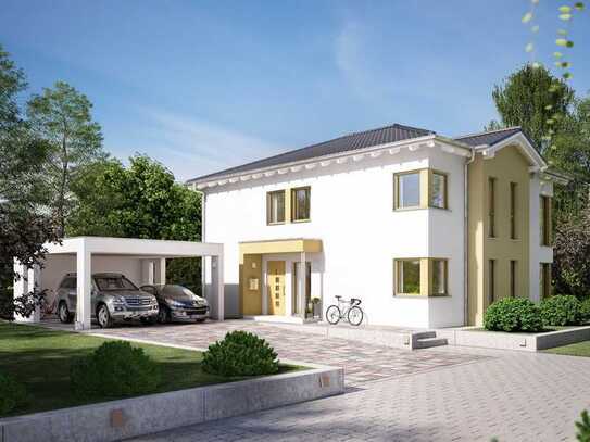 SOLUTION 204 V7 – Elegantes Mehrgenerationenhaus mit Doppel-Carport „Modern Art”