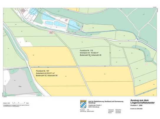 Gemarkung Nattenhausen, 1x Acker mit 22.071 m² und Grünland mit 16.332 m²