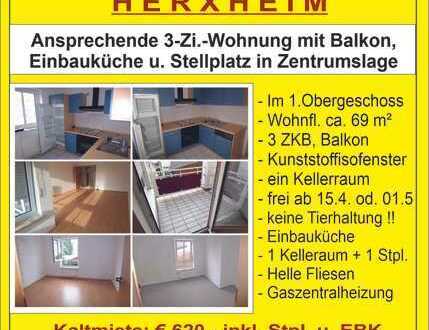 **** Ideal für einen Single oder ein Paar **** Schöne 3 ZKB, WC-Wohnung in Zentrumslage Herxheim