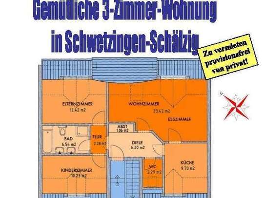 Gemütliche 3-Raum-Dachgeschosswohnung in Schwetzingen-Schälzig