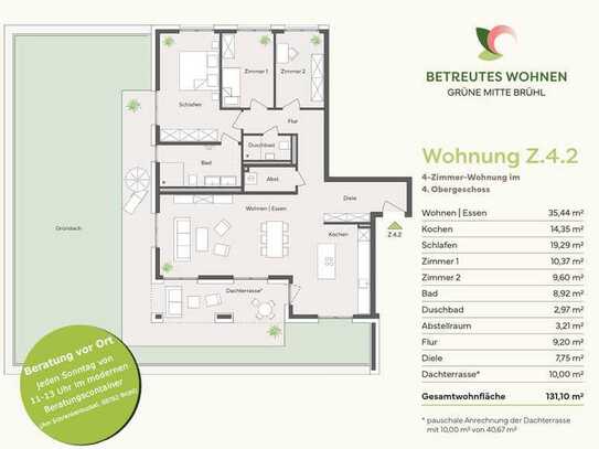 BETREUTES WOHNEN: Traumhafte 4-Zimmerwohnung mit 40 m² Dachterrasse