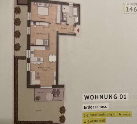 Geschmackvolle, neuwertige 3-Raum-Terrassenwohnung mit geh. Innenausstattung mit EBK in Nürnberg