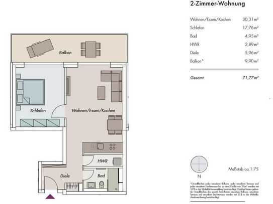 Exklusive 2-Zimmer-Wohnung mit Südbalkon in Frankfurt City West