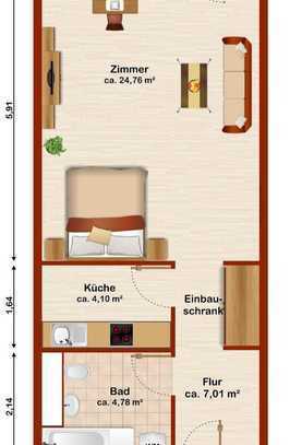 Schönes 1-Z-Appartment in Uninähe