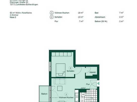 Neuwertige 2-Zimmer-Wohnung mit Balkon und Einbauküche in Leinfelden-Echterdingen