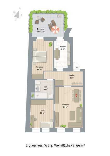 3 Raumwohnung mit Terrasse in Dölitz