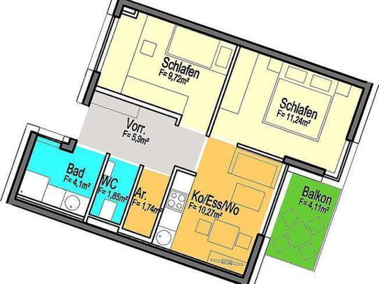 Provisionsfreie 2-Zimmer-Neubauwohnung mit Balkon und Tiefgarage ab 01.12.2024- Nähe UNI und TU