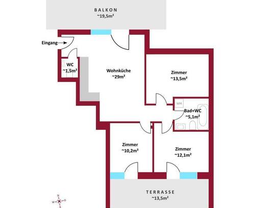 Neubau/Erstbezug I Außenflächen: Terrassen, Balkone & Dachterrassen I Schlüsselfertig I Luftwärmepumpe inkl. Kühlung I