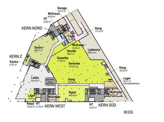 Gewerbe-/ Lagerfläche mit ca. 2.000m² im Central Hub im TwentyOne zu mieten