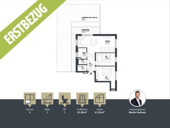 Neubau || Erstbezug - 3 Zimmer-Wohnung mit Terrasse und Garten || EG || Nähe Aspern - Essling