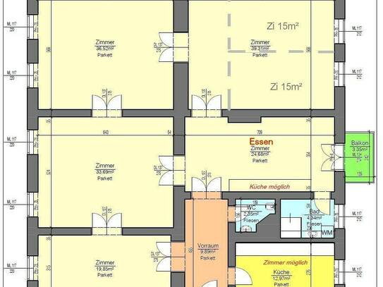 Provisionsfreie Altbau Großwohnung mit Balkon und Autostellplatz im Stadtzentrum