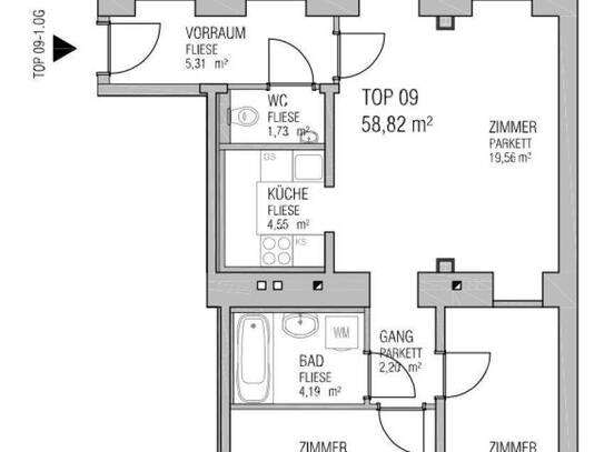 Modernisierte 58m² Wohnung mit Balkon: 3-Zimmer, Einbauküche in zentraler Lage für 279.000€