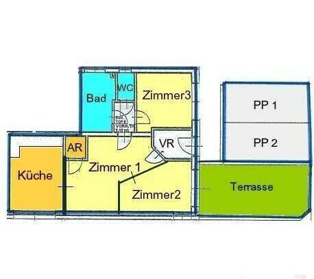 Provisionsfrei: kleine 3-Zimmerwohnung mit Terrasse und zwei Stellplätzen bei LKH / Med-Uni