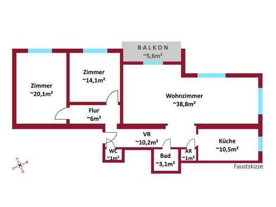 BIETERVERFAHREN! - Absolute Ruhelage mit Balkon! - Großes Wohnzimmer ca. 39m²! - ideale Raumaufteilung! - 2 Bäder mögli…