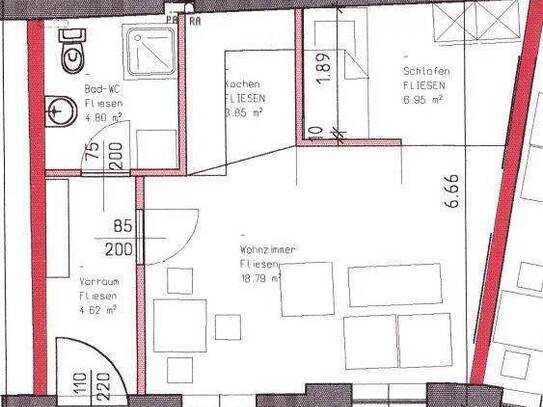 nette 39 m² Erdgeschoß-Wohnung zu vermieten