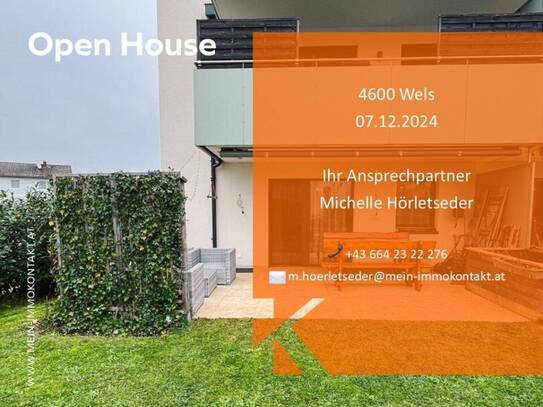 Wohlfühl-Oase: Stilvolle Gartenwohnung mit hochwertiger Ausstattung in Wels-Wimpassing *OPEN HOUSE am 07.12.2024*