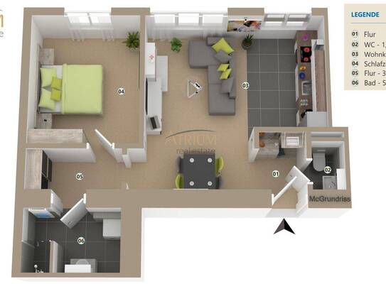 Exklusiv und Provisionsfrei: 2-Zimmer-Wohnung im Erstbezug mit freiem Mietzins