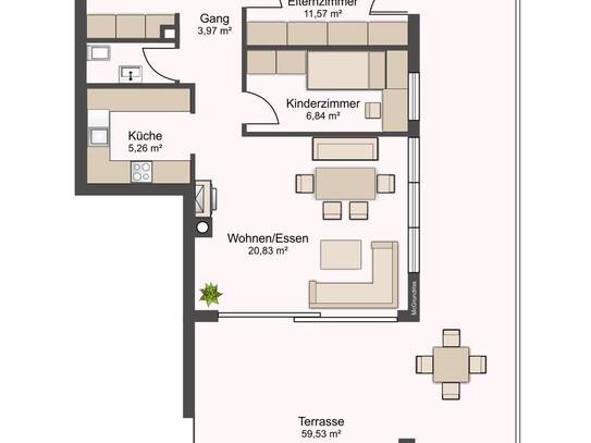 Neubau: 3 Zi. Gartenwohnung in Sonnenlage