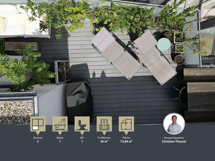 TOLLE LAGE - DACHGESCHOSSTRAUM || 3 Zimmer + 26 m² große Dachterrasse || zentrale Lage || Bj. 2017