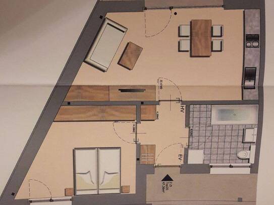 Schöne 2-Zimmerwohnung (50m² + 12m² Balkon / teilmöbliert) in Sulz ab 01.05.2025 zu vermieten