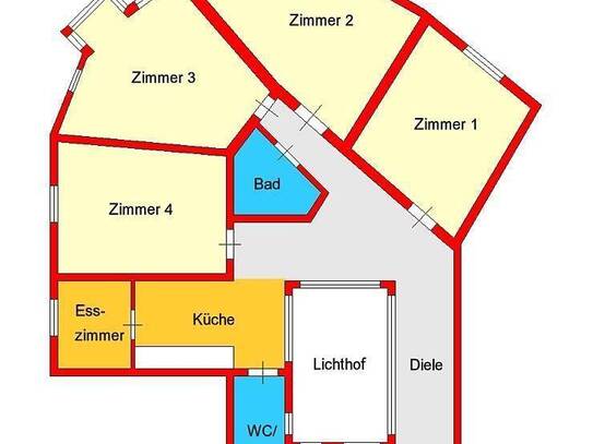 großzügige Büroräumlichkeiten-Altbauwohnung in zentraler Lage bei alter Technik