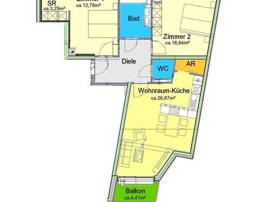 Moderne 3-Zimmer-Neubauwohnung mit Balkon und Tiefgarage bei Mur-Radweg/Andritz - Neugasse