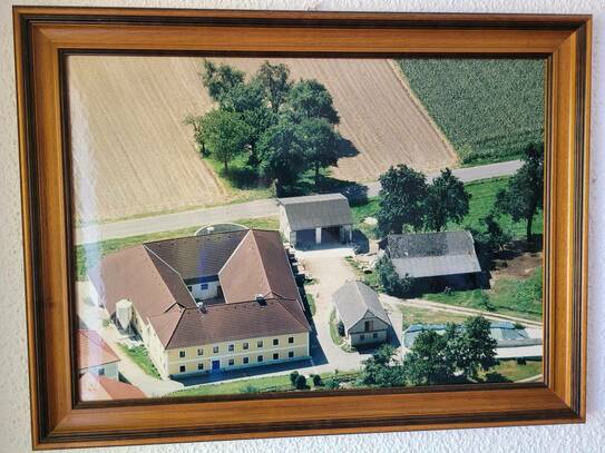 Vierkantbauernhof mit Nebengebäuden und landwirtschaftlichen Grund