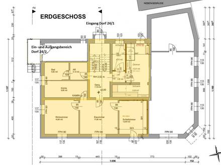 100 m2 - Wohnung im EG, nahezu vollmöbliert, Autoabstellplatz und Gartennutzung