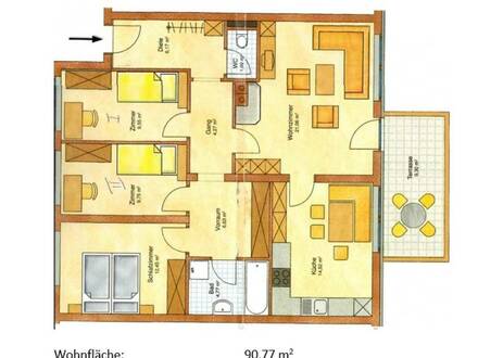 Freundliche 4-Zimmer-Wohnung mit Balkon + 1 Tiefgaragenplatz + 3 Parkplätze im Freien in Buch/Tirol